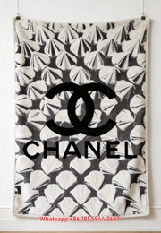 Quilted Chanel CC Logo Flannel Fleece Throw Blanket IMG_7246